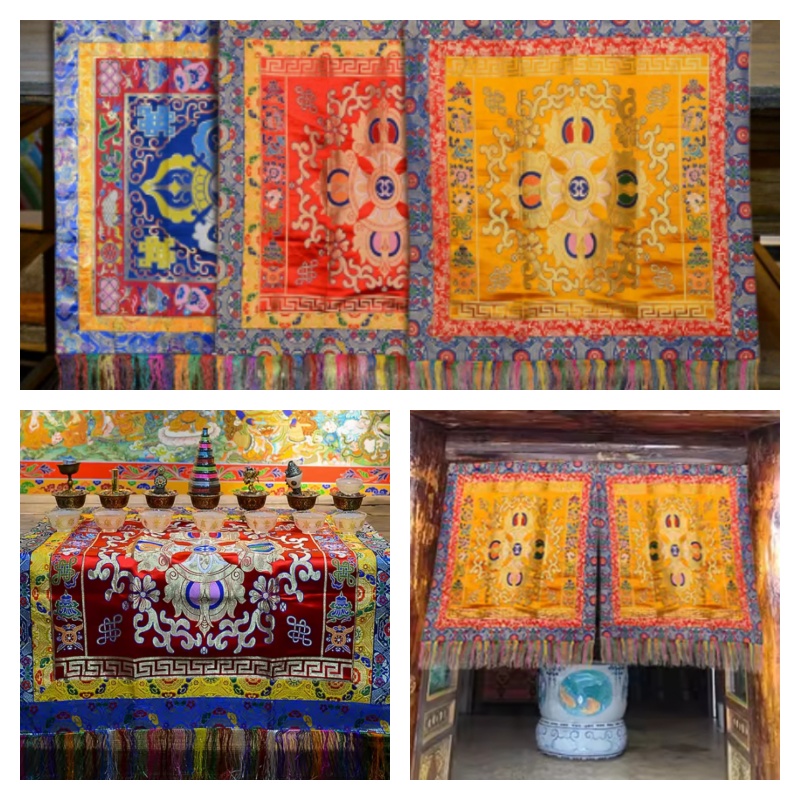 Home Decor Curtain - Handmade Embroidery Tablecloths Temples Buddhist Halls