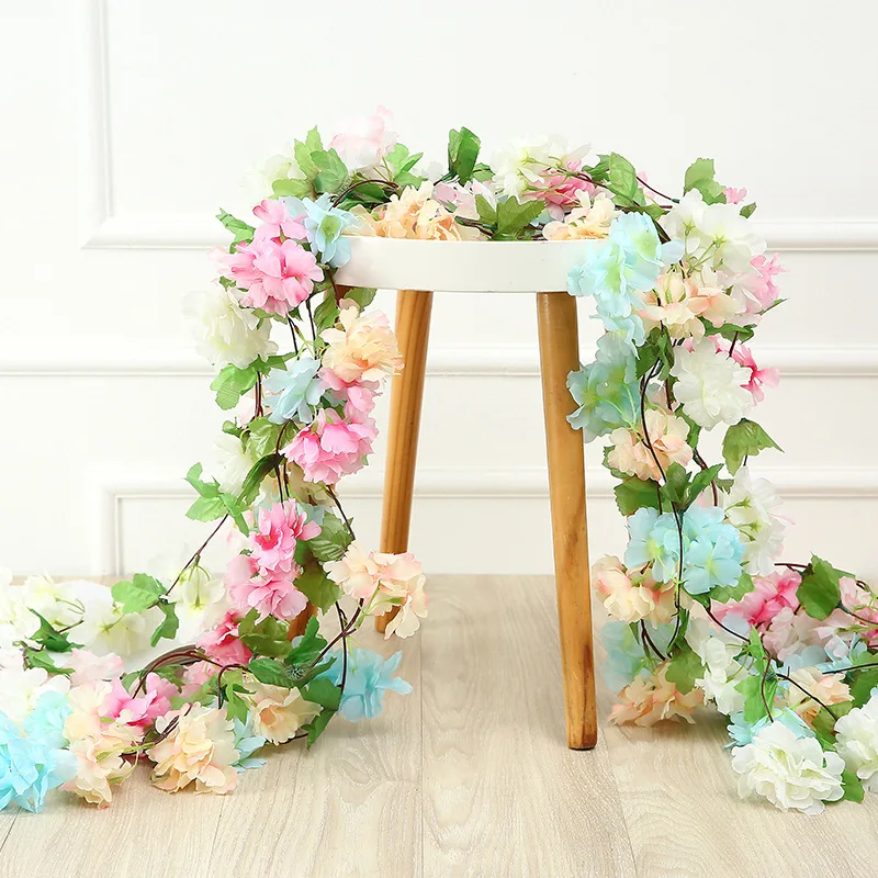 Home Decor Rattan - 2.3m Wisteria Artificial Flowers Cherry Blossom