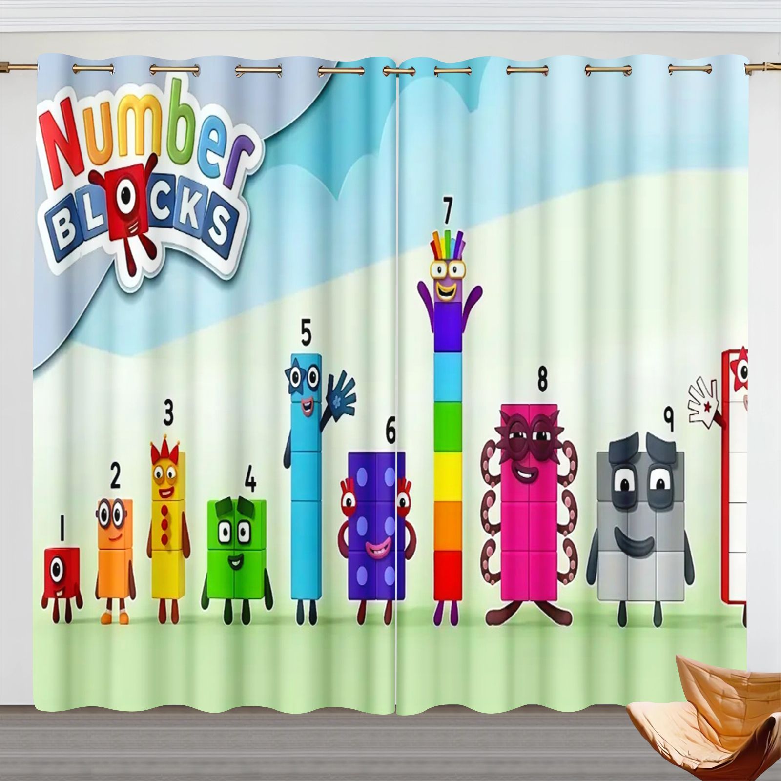 Home Decor Curtain - Numberblocks Cartoon Curtains, Kids Room Blackout
