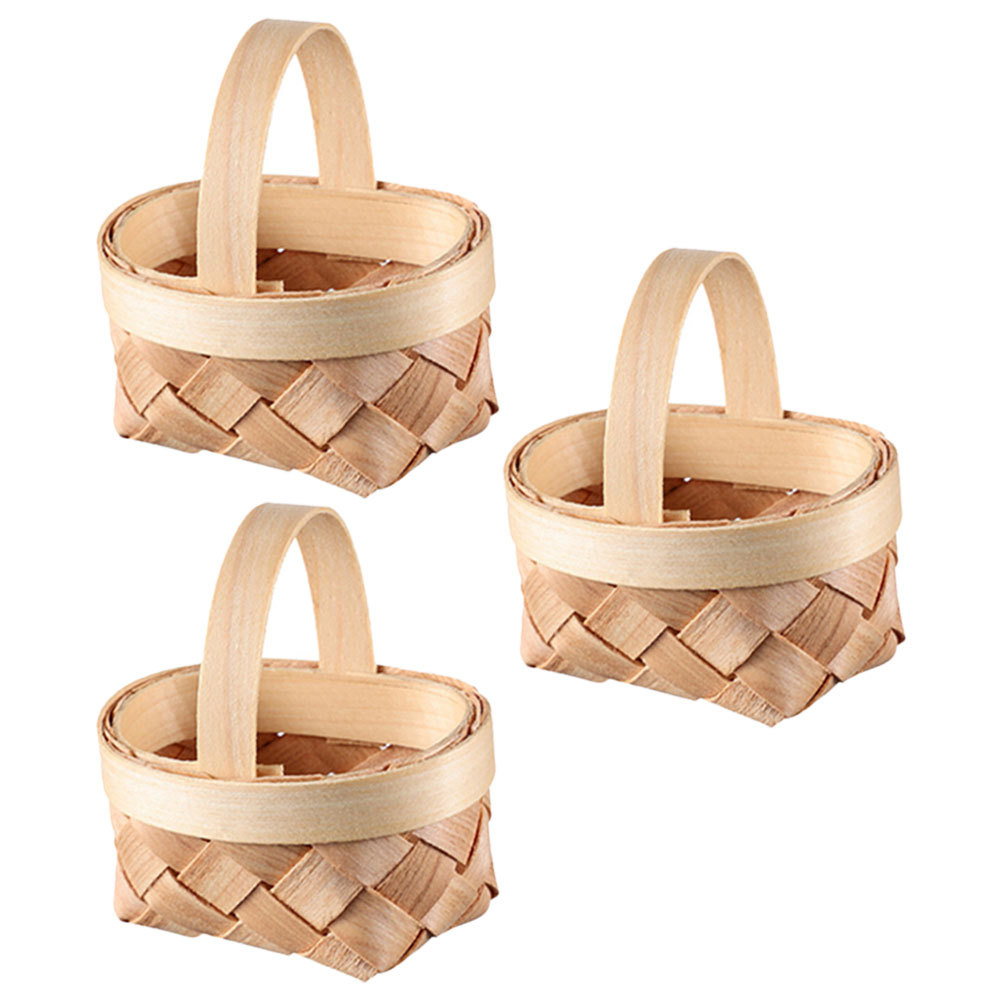 Home Decor Rattan - 3Pcs Mini Woven Basket Handmade Rattan