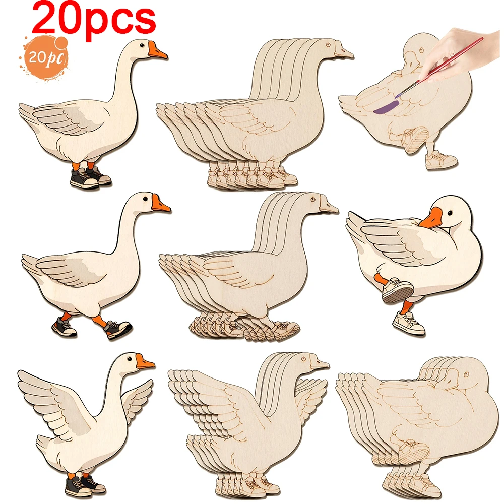Home Decor Painting - 20pcs Unfinished Wooden Craft Set 4-Types