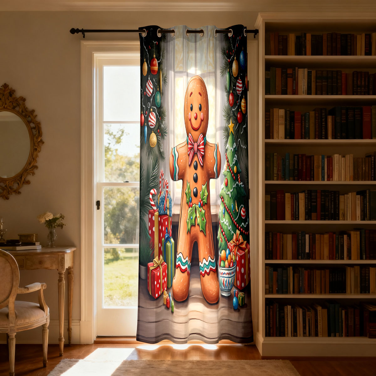 Christmas Gingerbread Man Xmas - Home Decor Curtain ulasan dan harga