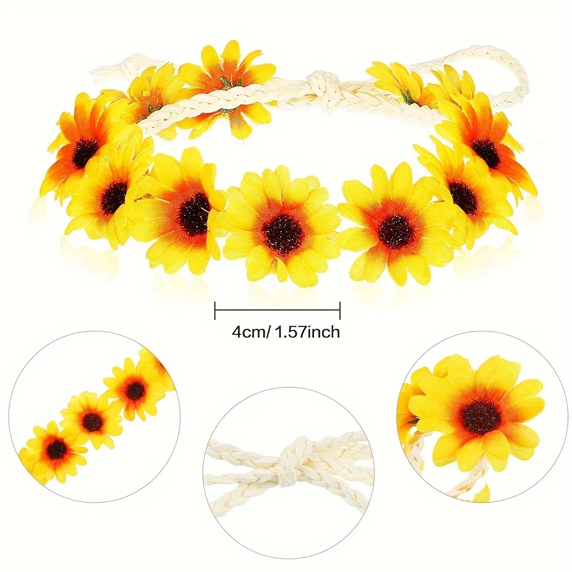 1pc Boho Chic Daisy Hair Wreat - Home Decor Daisy ulasan dan harga