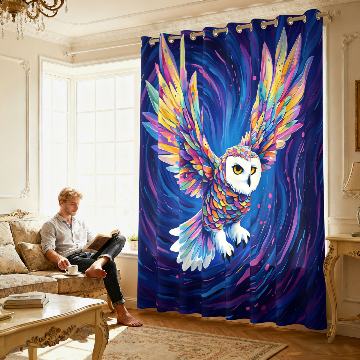 1PC Colorful Starry Sky Flying - Home Decor Curtain ulasan dan harga