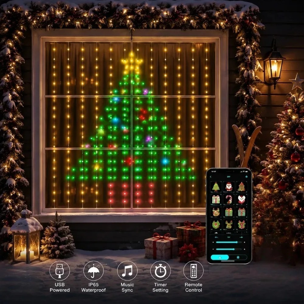 LED Pixel Curtain Lights Bluet - Home Decor Curtain ulasan dan harga