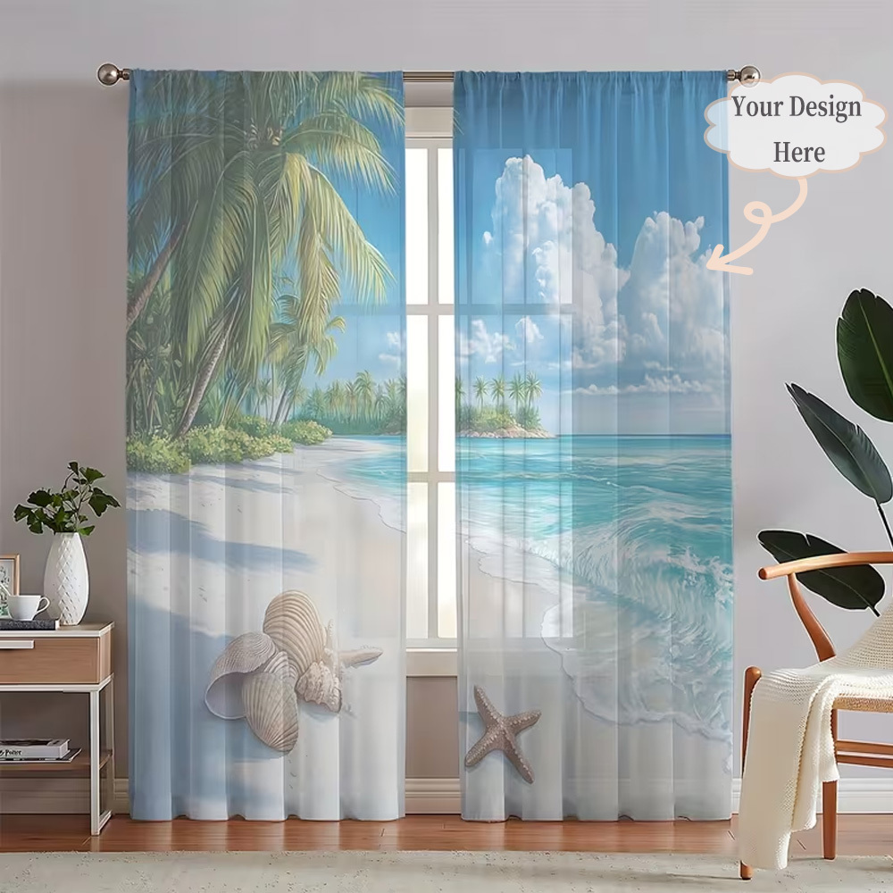 Custom 2D Flat 2pcs Sheer Curt - Home Decor Curtain ulasan dan harga
