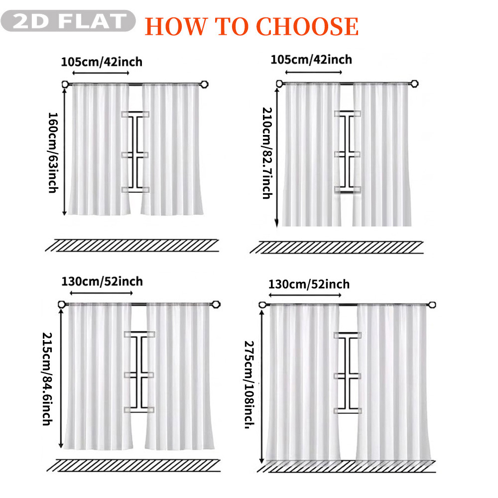 Custom 2D Flat 2pcs Sheer Curt - Home Decor Curtain ulasan dan harga