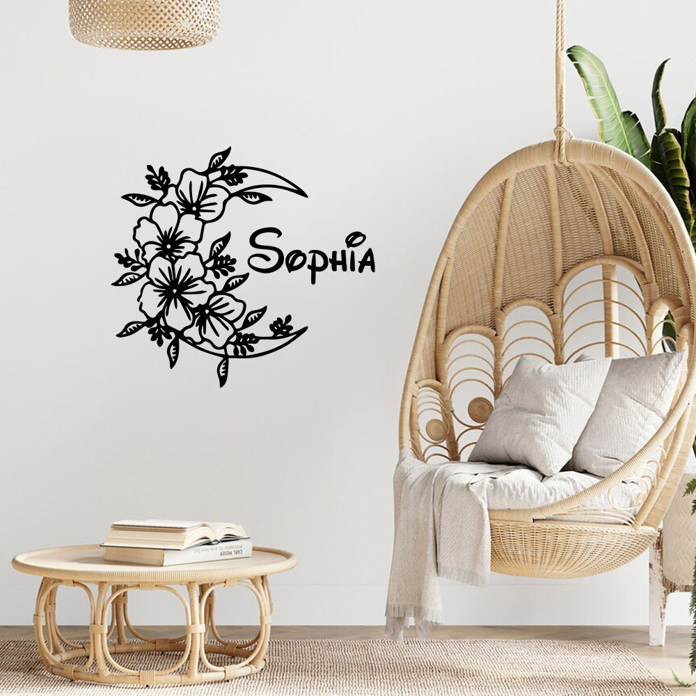 1PC Creative Moon Flower Custo - Home Decor Sticker ulasan dan harga