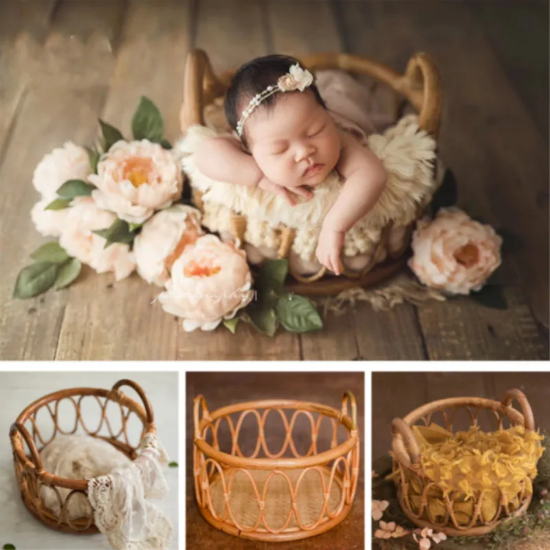 Baby Rattan Basket Newborn Pho - Home Decor Rattan ulasan dan harga