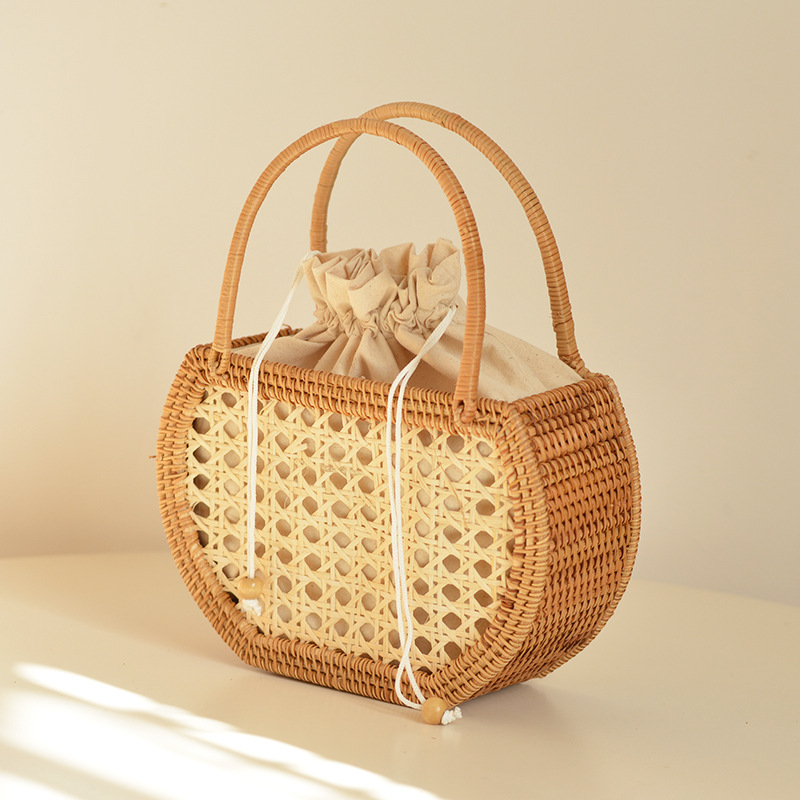 Casual Hollow Rattan Basket Ba - Home Decor Rattan ulasan dan harga
