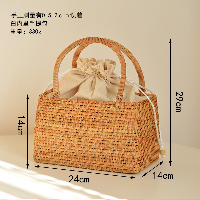 Casual Hollow Rattan Basket Ba - Home Decor Rattan ulasan dan harga