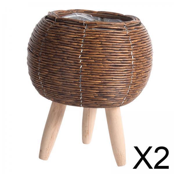 Woven Basket with Stand Indoor - Home Decor Rattan ulasan dan harga