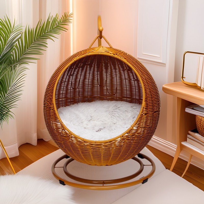 Rattan Hanging Cat Bed Soft Cu - Home Decor Rattan ulasan dan harga