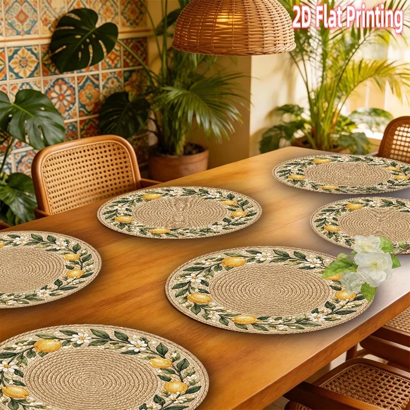 4-Piece 2D Printed Placemats - - Home Decor Rattan ulasan dan harga