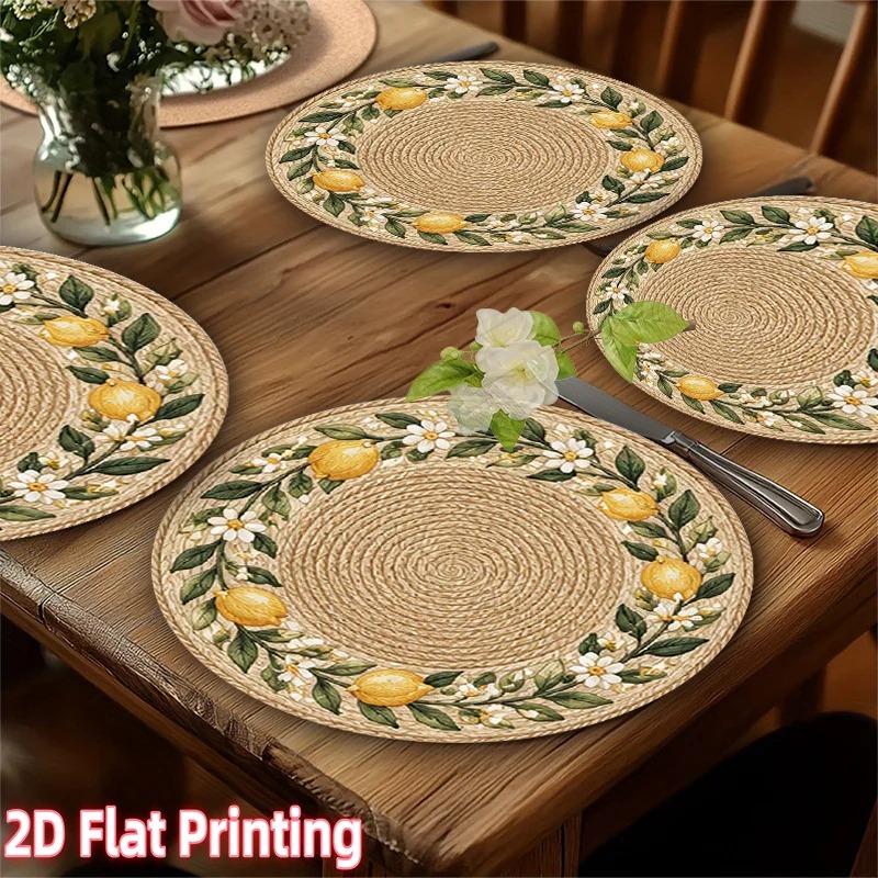 4-Piece 2D Printed Placemats - - Home Decor Rattan ulasan dan harga