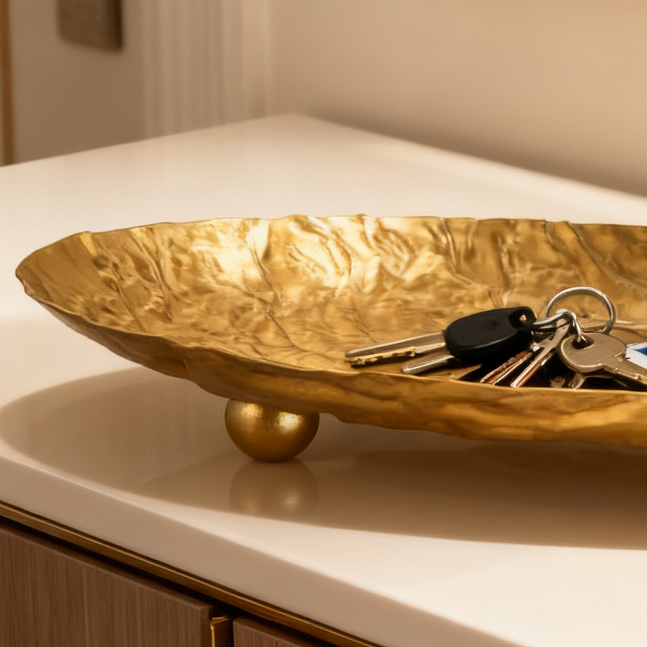 Luxury Gold Metal Tray with 3  - Vanity Home Decor ulasan dan harga