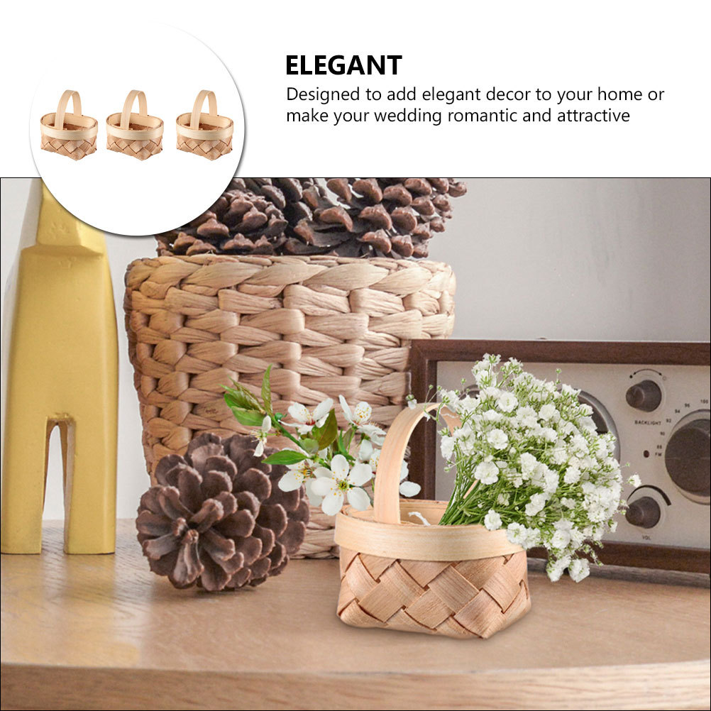 3Pcs Mini Woven Basket Handmad - Home Decor Rattan ulasan dan harga