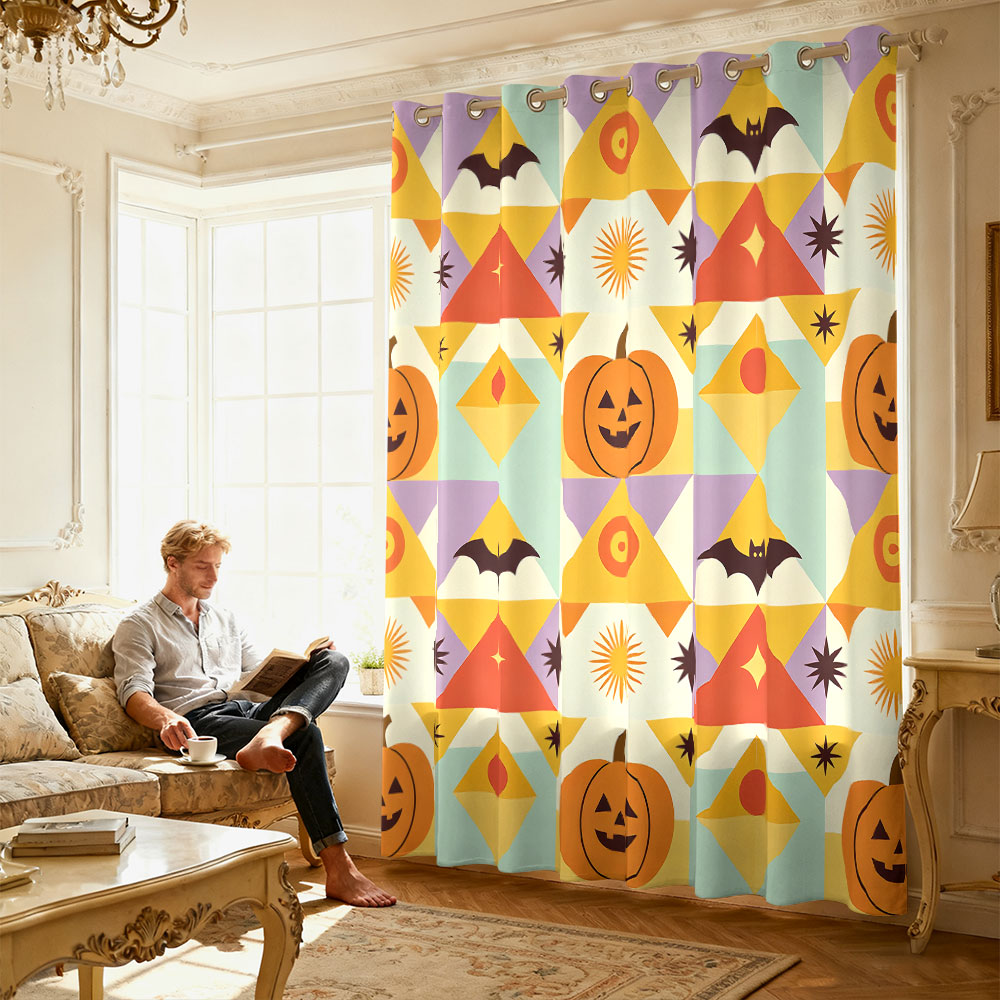 1pc Halloween pumpkin bat geom - Home Decor Curtain ulasan dan harga