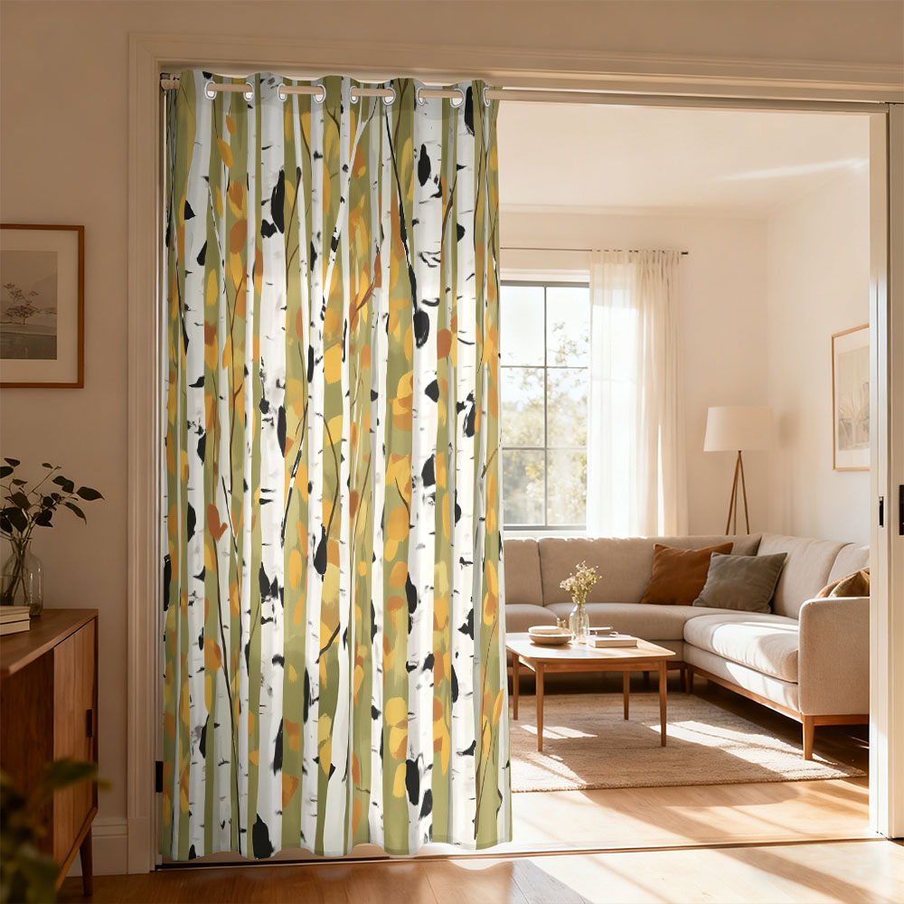 1pc autumn birch forest print  - Home Decor Curtain ulasan dan harga