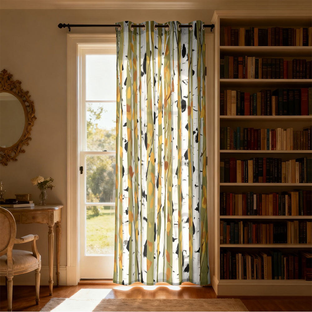 1pc autumn birch forest print  - Home Decor Curtain ulasan dan harga