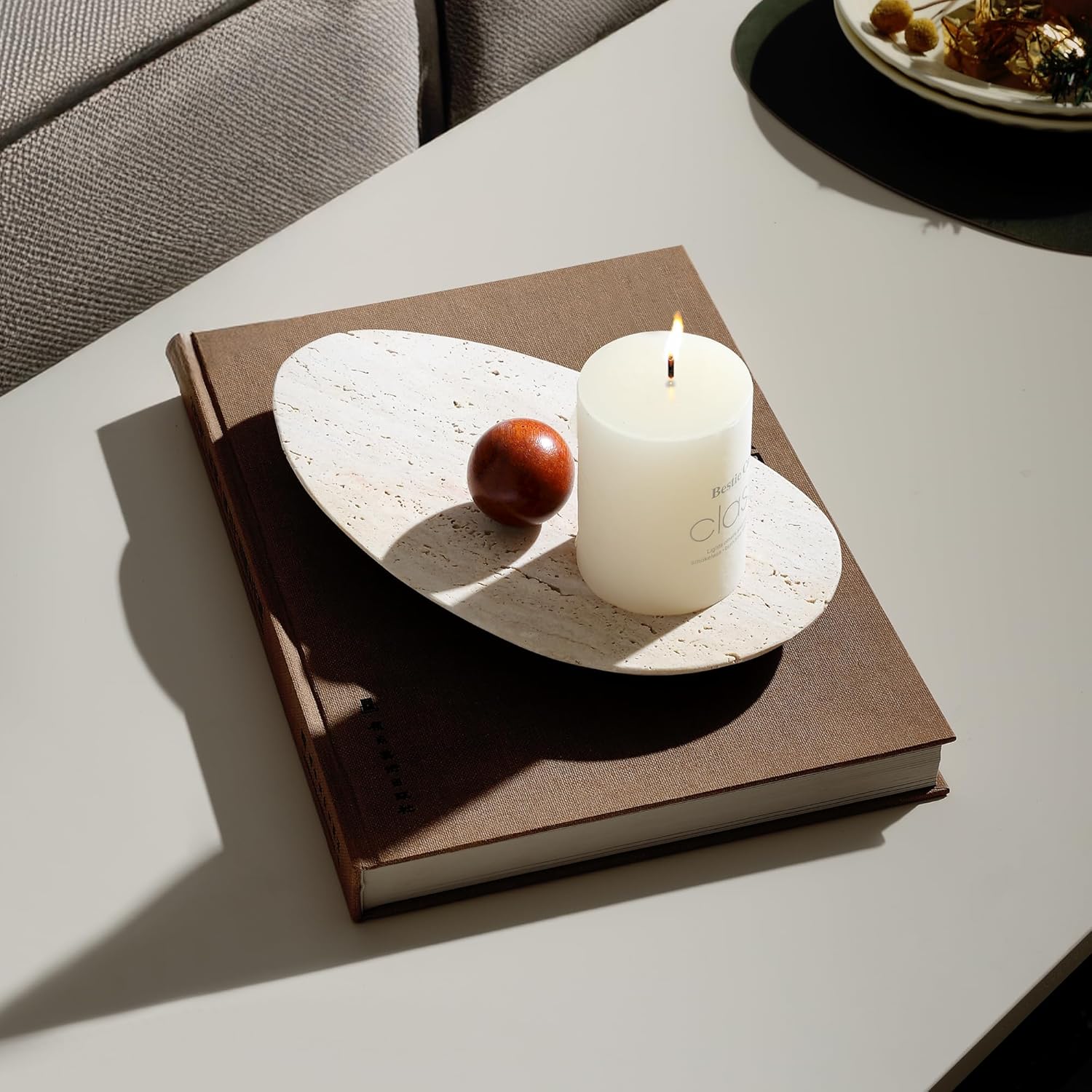 Travertine Vanity Tray for Bat - Vanity Home Decor ulasan dan harga