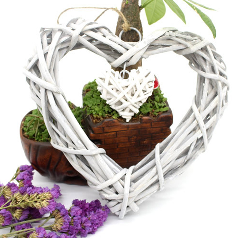 Rustic Love Heart Hanging Craf - Home Decor Rattan ulasan dan harga