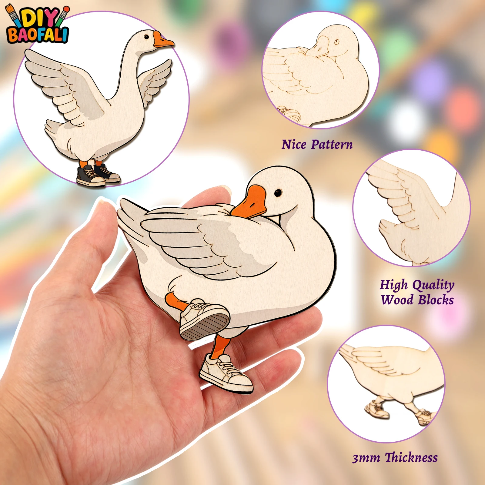 20pcs Unfinished Wooden Craft  - Home Decor Painting ulasan dan harga