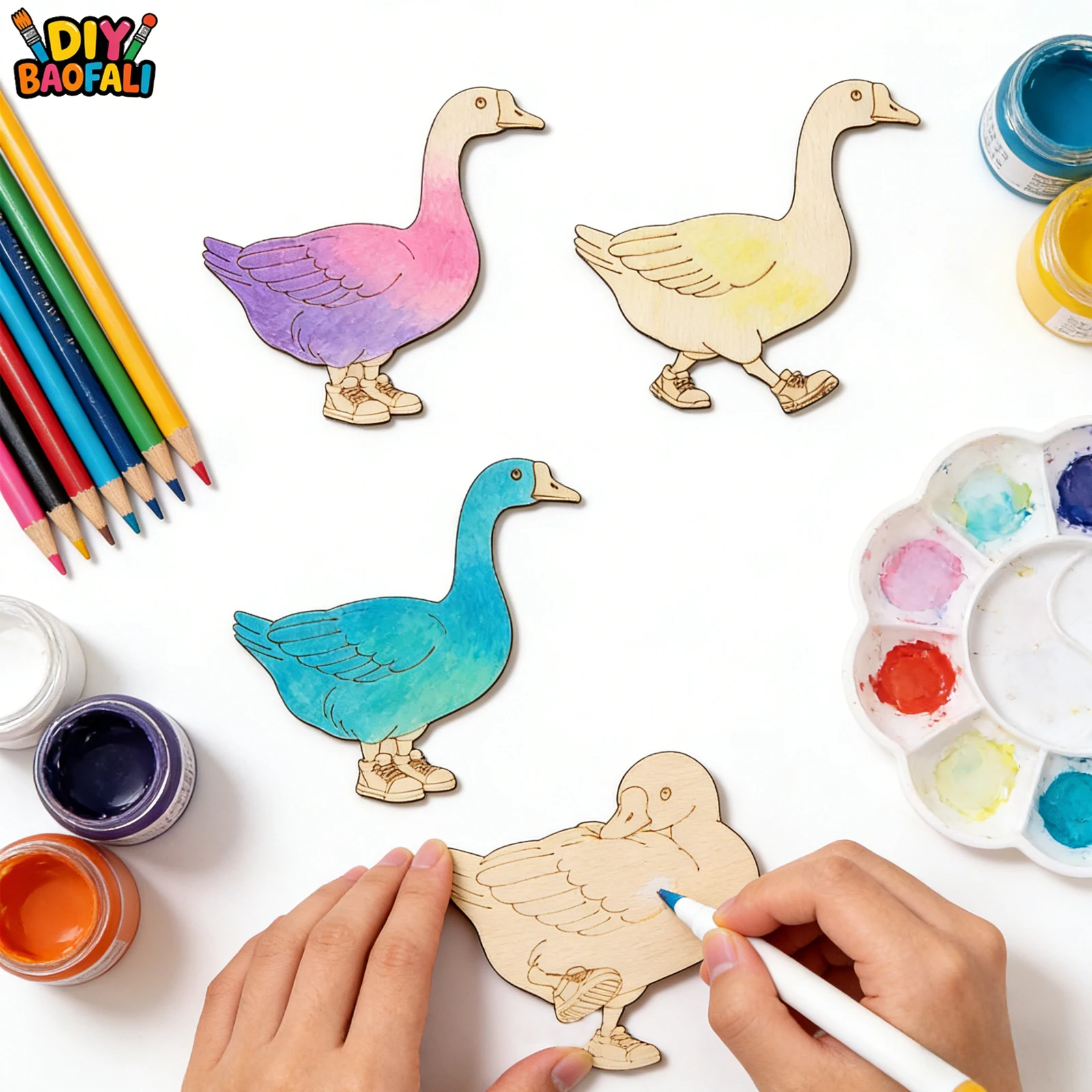 20pcs Unfinished Wooden Craft  - Home Decor Painting ulasan dan harga